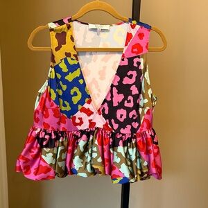 Crosby Multicolor V-Neck Peplum Top